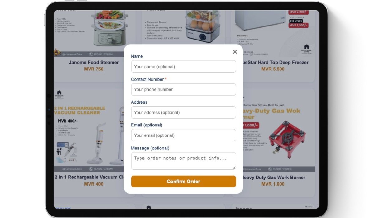 Dhishops shop interface example
