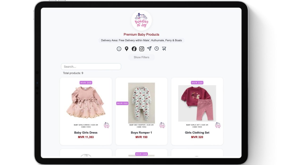 Dhishops shop interface example