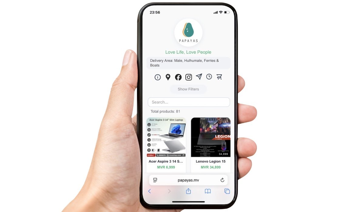 Dhishops shop interface example