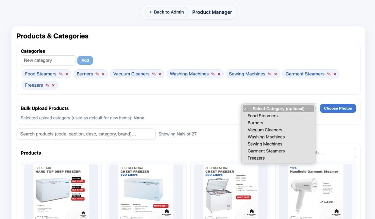 Dhishops shop interface example